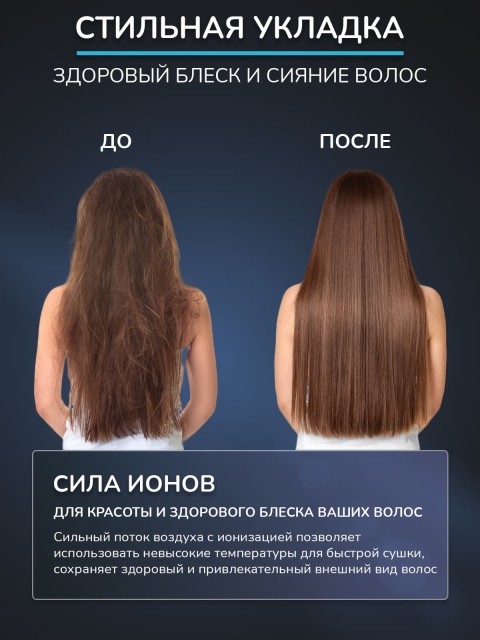 Фен для волос профессиональный FORTENGO SILVER STREAM D8 1600 Вт, с ионизацией, серый