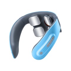 Массажер для шеи электрический, импульсный FORTENGO MSG-025, ИК прогрев, пульт ДУ, TENS/EMS, синий