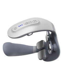 Массажер для шеи электрический, импульсный FORTENGO MSG-025, ИК прогрев, пульт ДУ, TENS/EMS, синий