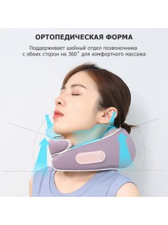 Массажная подушка для шеи FORTENGO KZ0564 электрическая, 6 роликов, с подогревом, беспроводная, сиреневый