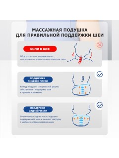 Массажная подушка для шеи FORTENGO KZ0564 электрическая, 6 роликов, с подогревом, беспроводная, сиреневый