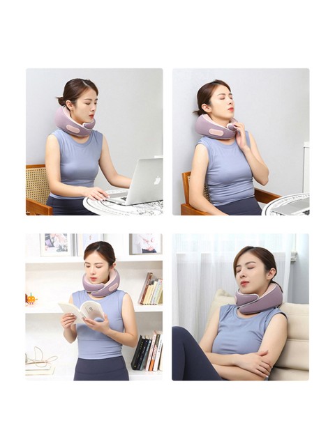 Массажная подушка для шеи FORTENGO KZ0564 электрическая, 6 роликов, с подогревом, беспроводная, сиреневый