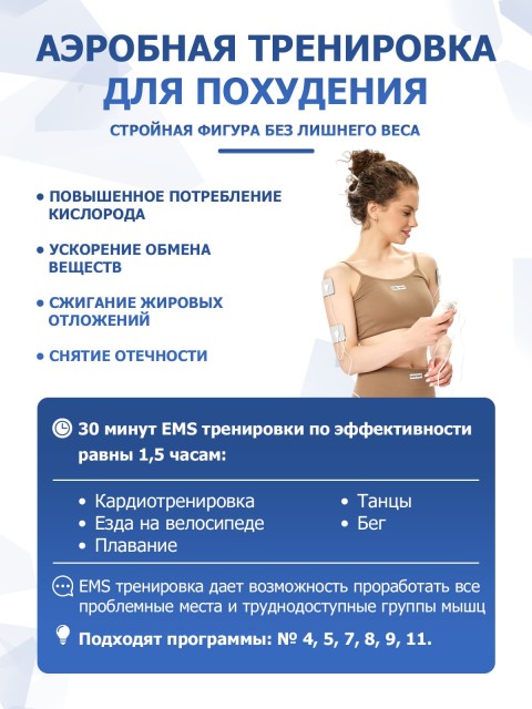 Массажер миостимулятор для тела FORTENGO EMS-100 2 канала, 12 программ, EMS/TENS, бежевый