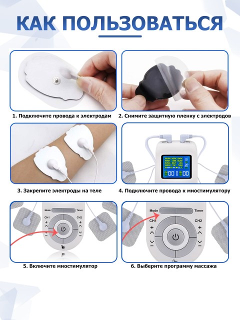 Массажер миостимулятор для тела FORTENGO EMS-100 2 канала, 12 программ, EMS/TENS, бежевый