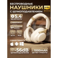 Наушники беспроводные большие FORTENGO TD-88 с шумоподавлением ANC, бежевые