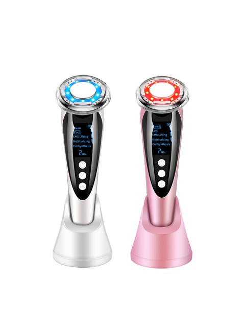 Массажер для RF лифтинга и подтяжки лица FORTENGO MPF-10 микротоковый, с LED технологией, розовый