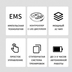 Пояс миостимулятор для тренировки пресса и похудения FORTENGO EMS-080, 6 программ, EMS, универсальный размер, черный