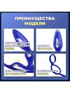 Массажер простаты FORTENGO Urologic с вибрацией и EMS технологией, синий