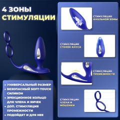 Массажер простаты FORTENGO Urologic с вибрацией и EMS технологией, синий