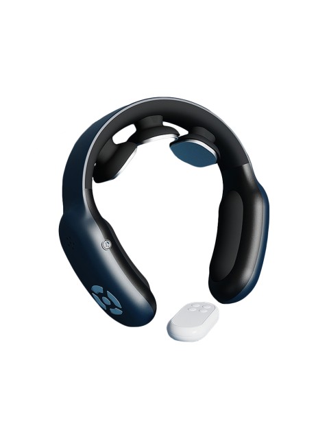 Массажер для шеи электрический, импульсный FORTENGO MSG-035, вибромассаж, ИК прогрев, пульт ДУ, TENS/EMS, темно-синий