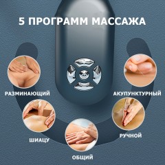 Массажер для шеи электрический, импульсный FORTENGO MSG-035, вибромассаж, ИК прогрев, пульт ДУ, TENS/EMS, темно-синий