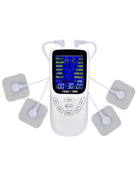 Массажер миостимулятор для тела FORTENGO EMS-120 2 канала, 12 программ, EMS/TENS, белый