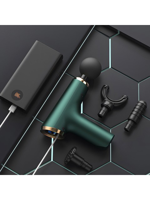 Перкуссионный массажер для тела FORTENGO MSG-012, 4 насадки, черный