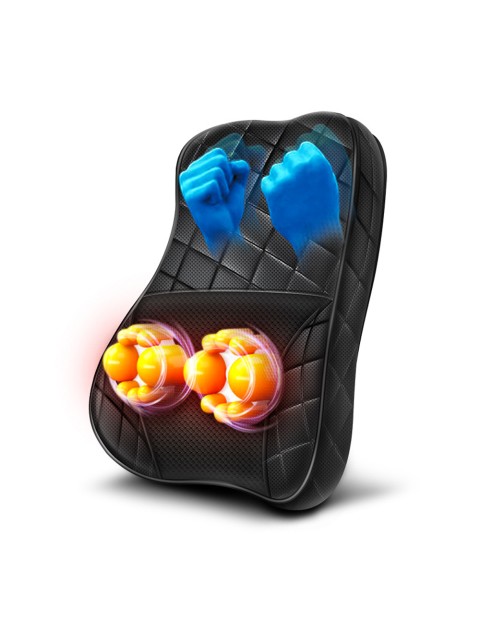 Массажная подушка для спины и шеи электрическая FORTENGO KZ0571 с подогревом, 12/220В, черная