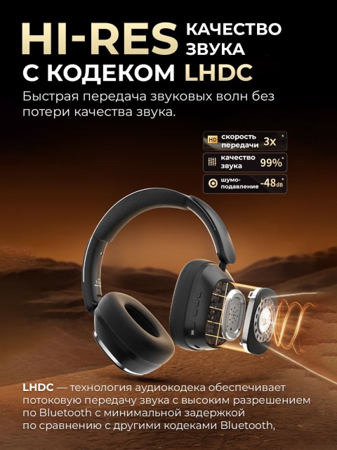 Наушники беспроводные большие FORTENGO TD-66 с шумоподавлением ANC, белые