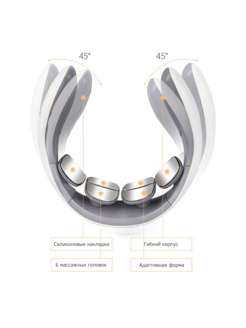 Массажер для шеи электрический, импульсный FORTENGO MSG-023, ИК прогрев, TENS/EMS, белый