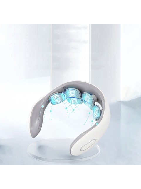 Массажер для шеи электрический, импульсный FORTENGO MSG-023, ИК прогрев, TENS/EMS, белый