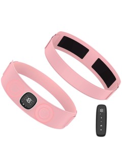 Пояс миостимулятор для тренировки пресса и похудения FORTENGO EMS-150, 6 программ, EMS, ИК прогрев, пульт ДУ, универсальный размер, розовый