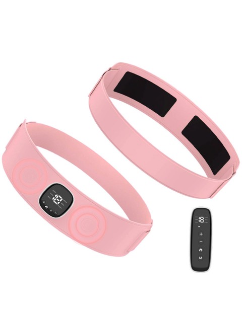 Пояс миостимулятор для тренировки пресса и похудения FORTENGO EMS-150, 6 программ, EMS, ИК прогрев, пульт ДУ, универсальный размер, розовый