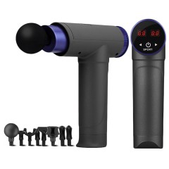 Перкуссионный массажер для тела FORTENGO MSG-013, 8 насадок, темно-серый