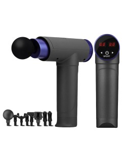 Перкуссионный массажер для тела FORTENGO MSG-013, 8 насадок, темно-серый