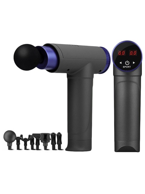 Перкуссионный массажер для тела FORTENGO MSG-013, 8 насадок, темно-серый