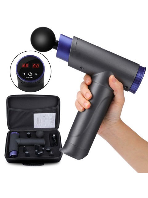 Перкуссионный массажер для тела FORTENGO MSG-013, 8 насадок, темно-серый