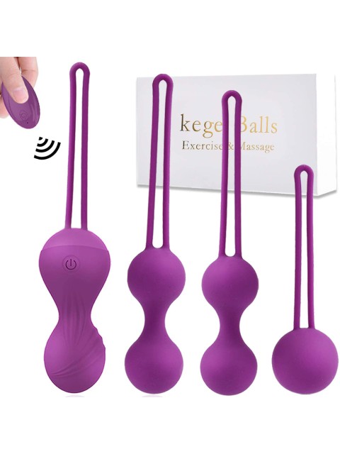 Тренажер Кегеля для женщин FORTENGO Kegel Balls с вибрацией, для укрепления мышц малого таза, фиолетовый