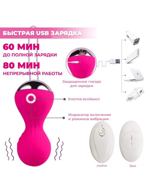 Тренажер Кегеля для женщин FORTENGO Kegel Balls с вибрацией, для укрепления мышц малого таза, фиолетовый