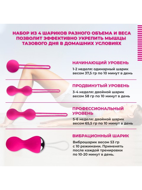 Тренажер Кегеля для женщин FORTENGO Kegel Balls с вибрацией, для укрепления мышц малого таза, фиолетовый