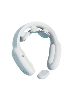 Массажер для шеи электрический, импульсный FORTENGO MSG-035, вибромассаж, ИК прогрев, пульт ДУ, TENS/EMS, белый