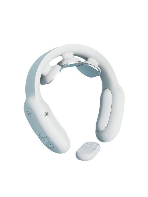 Массажер для шеи электрический, импульсный FORTENGO MSG-035, вибромассаж, ИК прогрев, пульт ДУ, TENS/EMS, белый