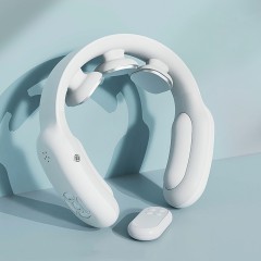 Массажер для шеи электрический, импульсный FORTENGO MSG-035, вибромассаж, ИК прогрев, пульт ДУ, TENS/EMS, белый