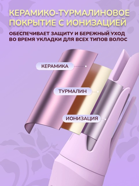 Автоматическая плойка для локонов FORTENGO AUTO CURLER RW-J882, сиреневая