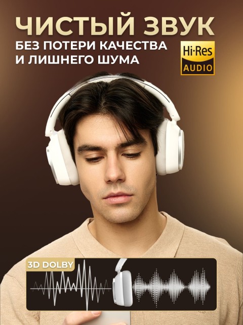 Наушники беспроводные большие FORTENGO TD-66 с шумоподавлением ANC, черные