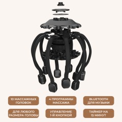 Массажер для головы FORTENGO BX-810 электрический, с вибрацией, черный