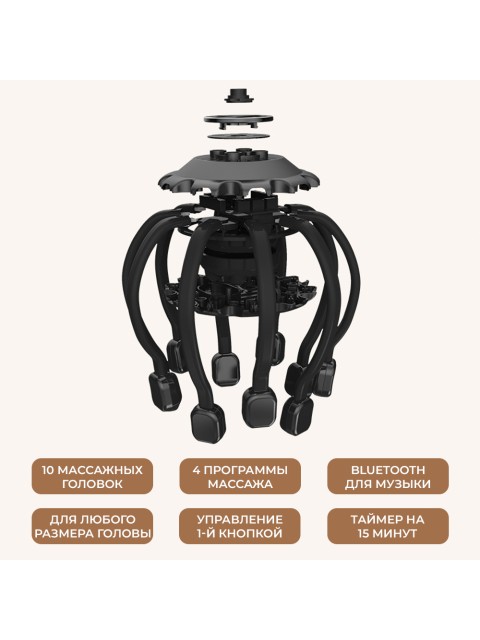 Массажер для головы FORTENGO BX-810 электрический, с вибрацией, черный