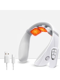 Массажер для шеи электрический, импульсный FORTENGO MSG-027, ИК прогрев, TENS/EMS, белый