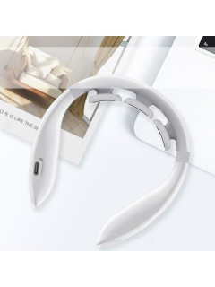 Массажер для шеи электрический, импульсный FORTENGO MSG-027, ИК прогрев, TENS/EMS, белый