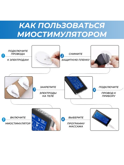 Массажер миостимулятор для тела FORTENGO EMS-400 2 канала, 24 программы, EMS/TENS, серебристый