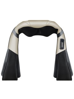 Массажер роликовый для шеи, плеч и спины, электрический FORTENGO KZ0312 с подогревом, беспроводной, бежевый