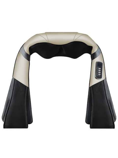 Массажер роликовый для шеи, плеч и спины, электрический FORTENGO KZ0312 с подогревом, беспроводной, бежевый