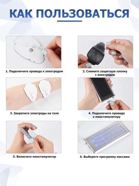 Массажер миостимулятор для тела FORTENGO EMS-450 2 канала, 36 программ, EMS/TENS, черный