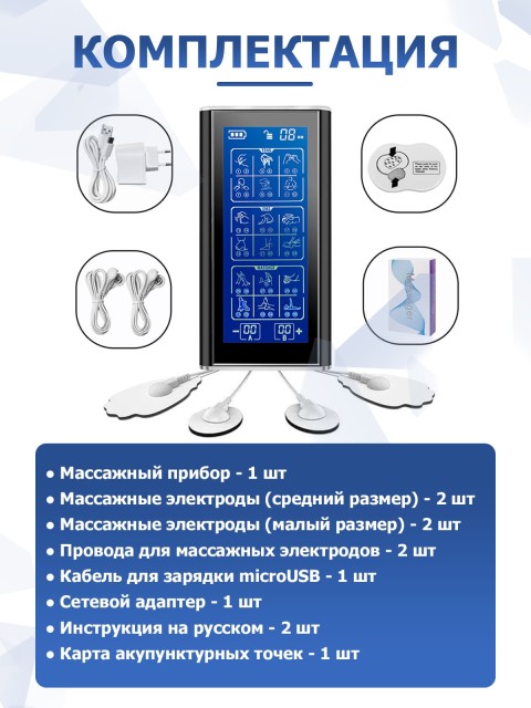 Массажер миостимулятор для тела FORTENGO EMS-450 2 канала, 36 программ, EMS/TENS, черный
