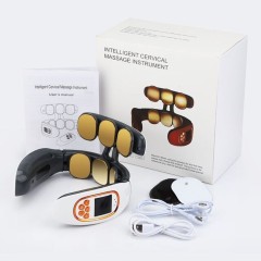 Массажер для шеи электрический, импульсный FORTENGO MSG-028, ИК прогрев, TENS/EMS, белый