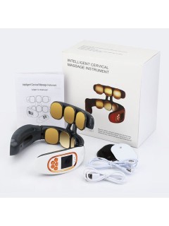 Массажер для шеи электрический, импульсный FORTENGO MSG-028, ИК прогрев, TENS/EMS, белый