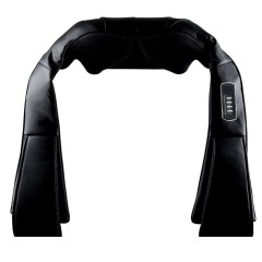 Массажер роликовый для шеи, плеч и спины, электрический FORTENGO KZ0312 с подогревом, беспроводной, черный
