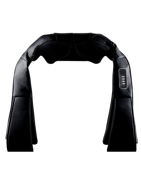 Массажер роликовый для шеи, плеч и спины, электрический FORTENGO KZ0312 с подогревом, беспроводной, черный