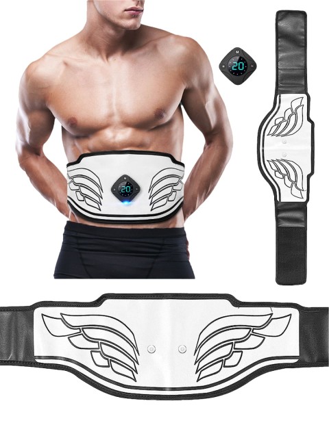 Пояс миостимулятор для тренировки пресса и похудения FORTENGO EMS-060, 12 программ, EMS, 110 см, черный