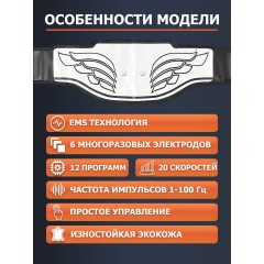 Пояс миостимулятор для тренировки пресса и похудения FORTENGO EMS-060, 12 программ, EMS, 110 см, черный